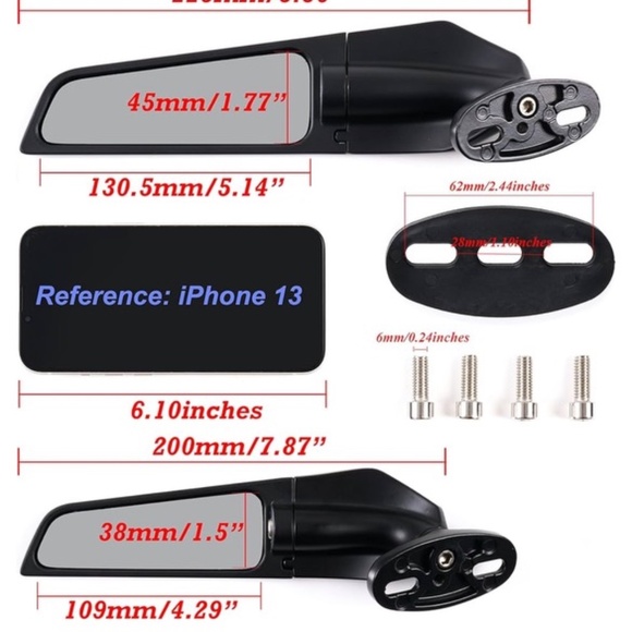 Modified Motorcycle Rearview Mirror,1 Pair Adjustable Rotating Side Mirrors - Picture 12 of 14